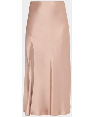 LAPOINTE Satin Bias Slit Midi Skirt - Pink