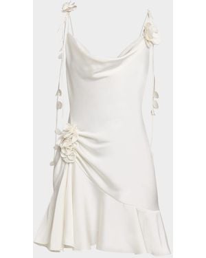 Cinq À Sept Beaded Flower Satin Mini Dress - White
