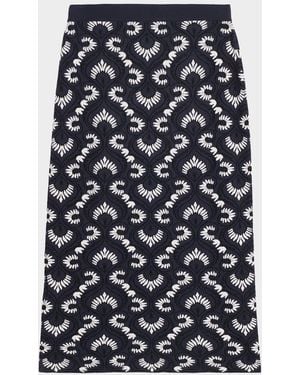 Weekend by Maxmara Jacquard Knit Midi Pencil Skirt - Blue