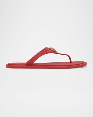 Versace Alia Medusa Rubber Thong Sandals - Red