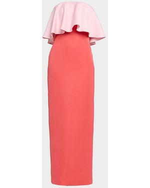 As It May Selora Strapless Ruffle Column Gown - Red