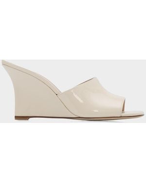 Stuart Weitzman 85Mm Vinnie Patent Leather Wedge Mules - White