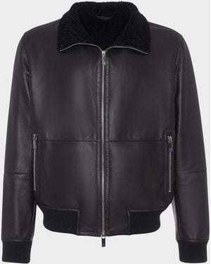 Gorski Apos;S Shearling Lamb Bomber Jacket - Black