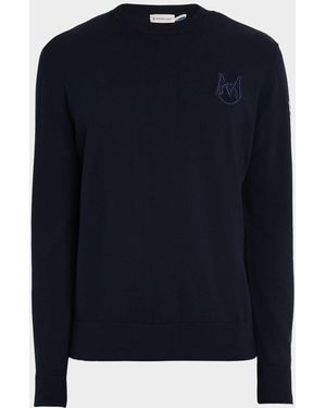 Moncler Monogram Applique Crewneck Sweater - Blue