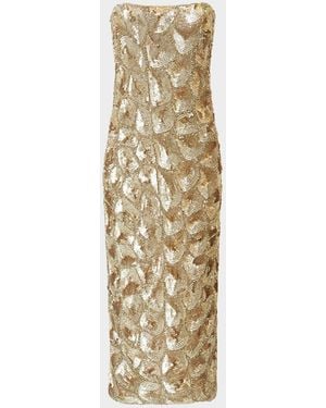 Halston Sigrid Strapless Sequin Midi Dress - Metallic