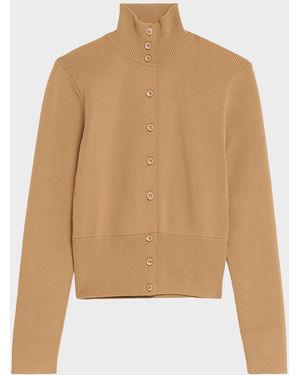 AEXAE Knit Stand Collar Cardigan - Natural