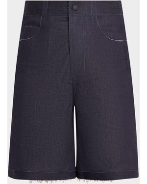 Marni Trompe L'Oeil Stretch Denim Bermuda Shorts - Blue