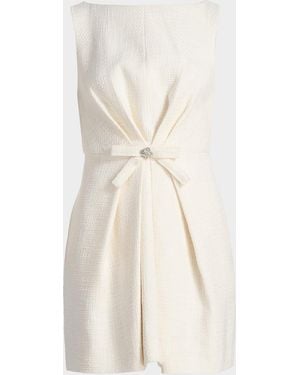 Cinq À Sept Marista Gathered Bow Tweed Minidress - White