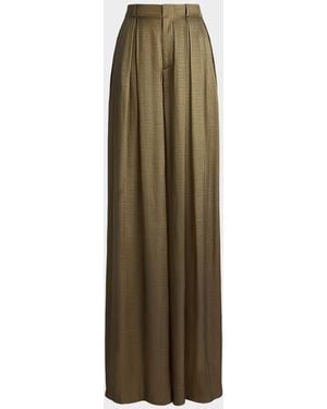 Ralph Lauren Metallic Lightweight Lame Wide-Leg Pants - Green