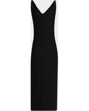 Adam Lippes Willa Sleeveless Silk Wool Midi Dress - Black