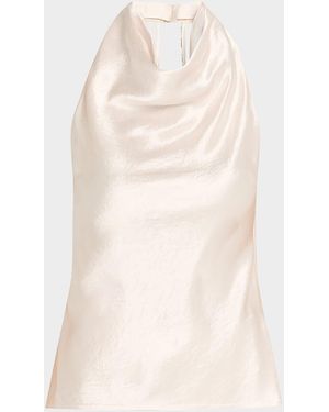 Jason Wu Crystal-Embellished Washed Twill Cowl Halter Top - Natural