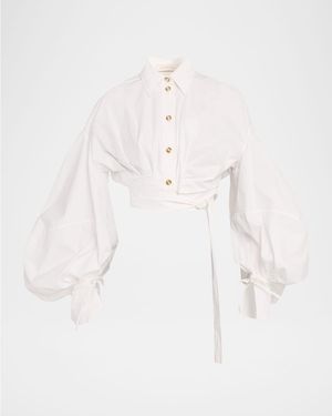 Zimmermann Rebellion Poplin Wrap Blouse - White