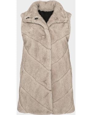 Lyla Grant Fur-Free Chevron Faux Mink Vest - Natural