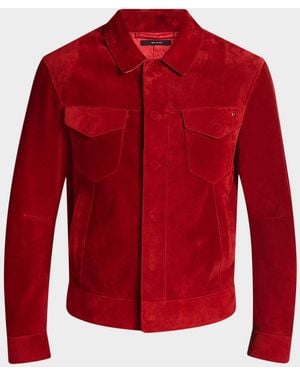 Tom Ford Apos;S Suede Snap-Front Western Jacket - Red