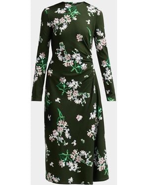 Erdem Floral Ponte Long-Sleeve Midi Dress - Green