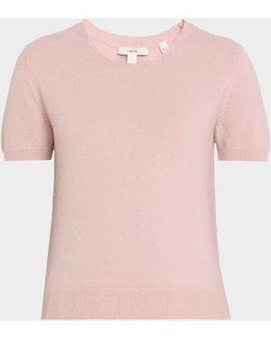 Vince Short-Sleeve Cashmere-Blend Tee - Pink