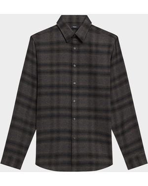Theory Soft Plaid Cotton Sport Shirt - Black
