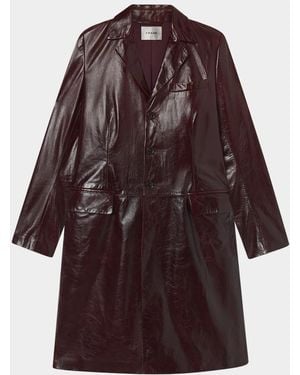 FRAME The Veda Leather Trench Coat - Red
