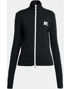 Courreges Bicolor Jersey Zip-Up Track Jacket - Black