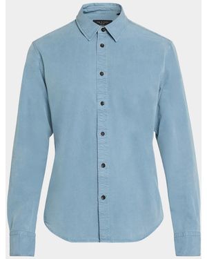 Rag & Bone Apos;S Overdyed Lyocell-Cotton Button-Front Shirt - Blue