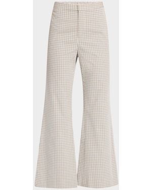 Vince Crop Flare Gardeners Check Pants - Natural