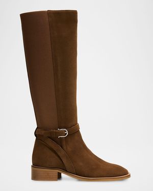 Aquatalia Claudette Suede Knee-High Boots - Brown