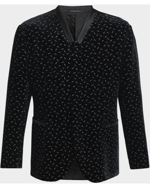 Giorgio Armani Apos;S Stamped Silk-Blend Velvet Blazer - Black