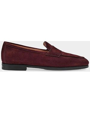 Santoni Suede Penny Loafers - Purple
