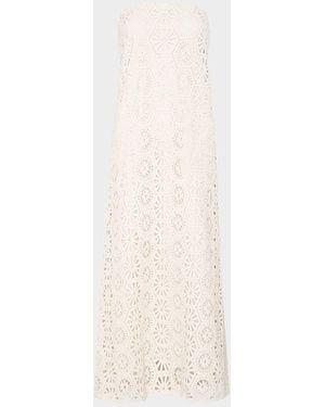 MISA Los Angles Lucine Floral Crochet Maxi Dress - White