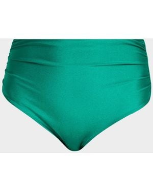 Jonathan Simkhai Teya Ruched High Waisted Bikini Bottoms - Green