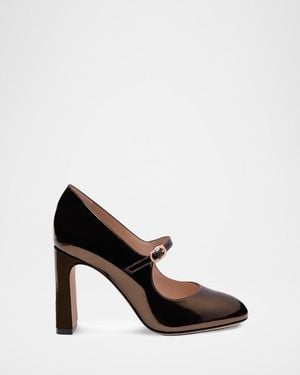 Stuart Weitzman Babette 85Mm Patent Leather Mary Jane Pumps - Black