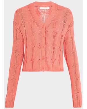 SABLYN Jolie Cropped Cable-Knit Cashmere Cardigan - Pink