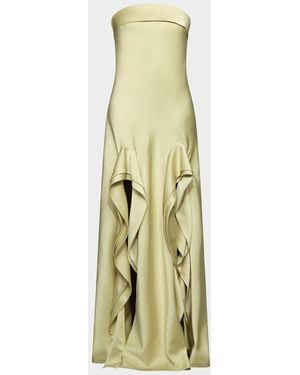 Et Ochs Vernon Strapless Draped Side-Slit Gown - Metallic