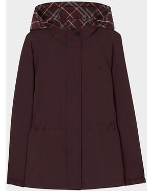 Burberry Shifford Reversible Check Hooded Jacket - Purple