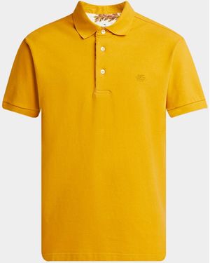 Etro Cotton Logo-Embroidered Polo Shirt - Yellow