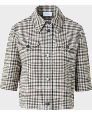 Akris Punto Cotton-Blend Check Short Jean Jacket - Multicolor