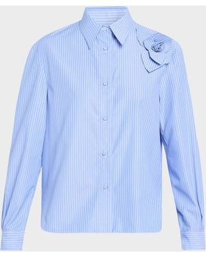 AKNVAS Flor Long-Sleeve Poplin Shirt - Blue