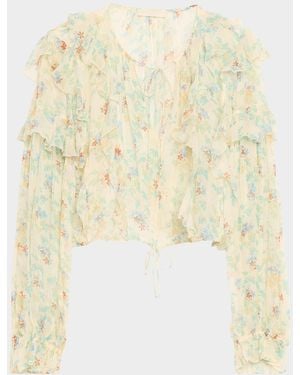 Ulla Johnson Delfina Long-Sleeve Silk Chiffon Blouse - Natural