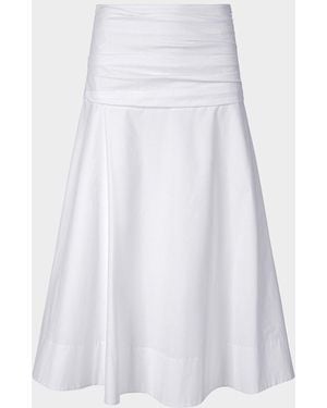 STAUD Sol Ruched Midi Skirt - White