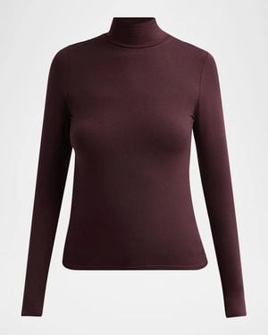 Majestic Filatures Soft Touch Crop Mock Turtleneck Top - Purple