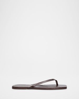 TKEES Lily Leather Square-Toe Thong Sandals - White