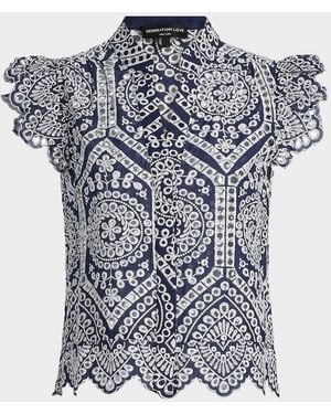 Generation Love Romy Cotton Eyelet Shirt - Blue