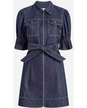 Cinq À Sept Holly Denim Puff-Sleeve Mini Dress - Blue