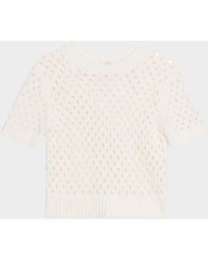 Vince Honeycomb Short-Sleeve Sweater - Natural