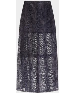 Twp Leather A-Line Midi Skirt - Blue