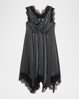 3.1 Phillip Lim V-Neck Lace-Trim Satin Midi Dress - Gray