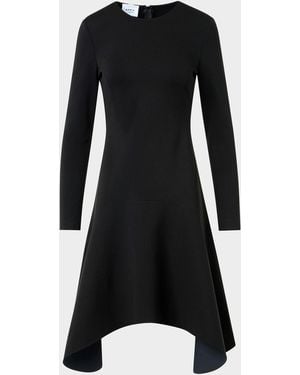 Akris Punto Long-Sleeve Jersey Handkerchief-Hem Dress - Black