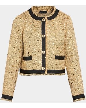 Tahari The Hadley Sequin Tweed Lady Jacket - Natural