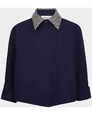 Twp New Chapter Crystal-Collar Cotton Shirt - Blue