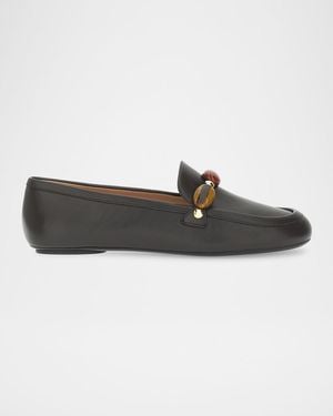 Gianvito Rossi Beaded Leather Loafers - Black